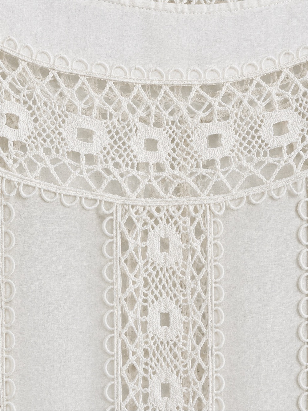 JADE JOHNNY WAS DANILA ECRU LACE BOHO CROCHET ROMANTIC LACE TOP BLOUSE SZ L - Picture 5 of 8